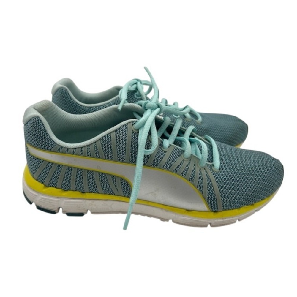 Puma Faas 300 v4 Running Shoes Women's Size 8 Teal Yellow Silver Mesh Sneakers